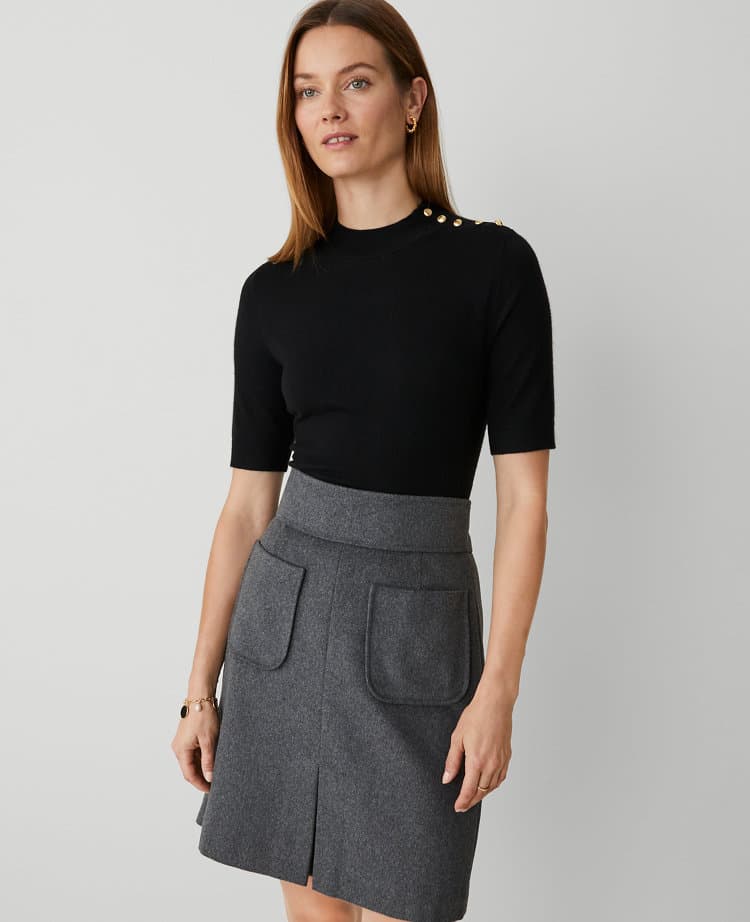 Essential Button Mock Neck Sweater Tee