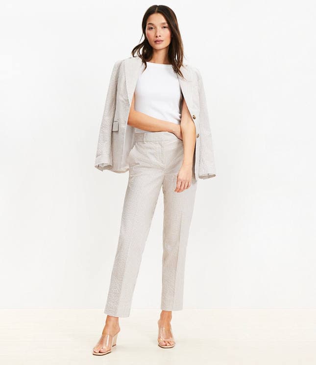 Riviera Slim Pants in Striped Seersucker