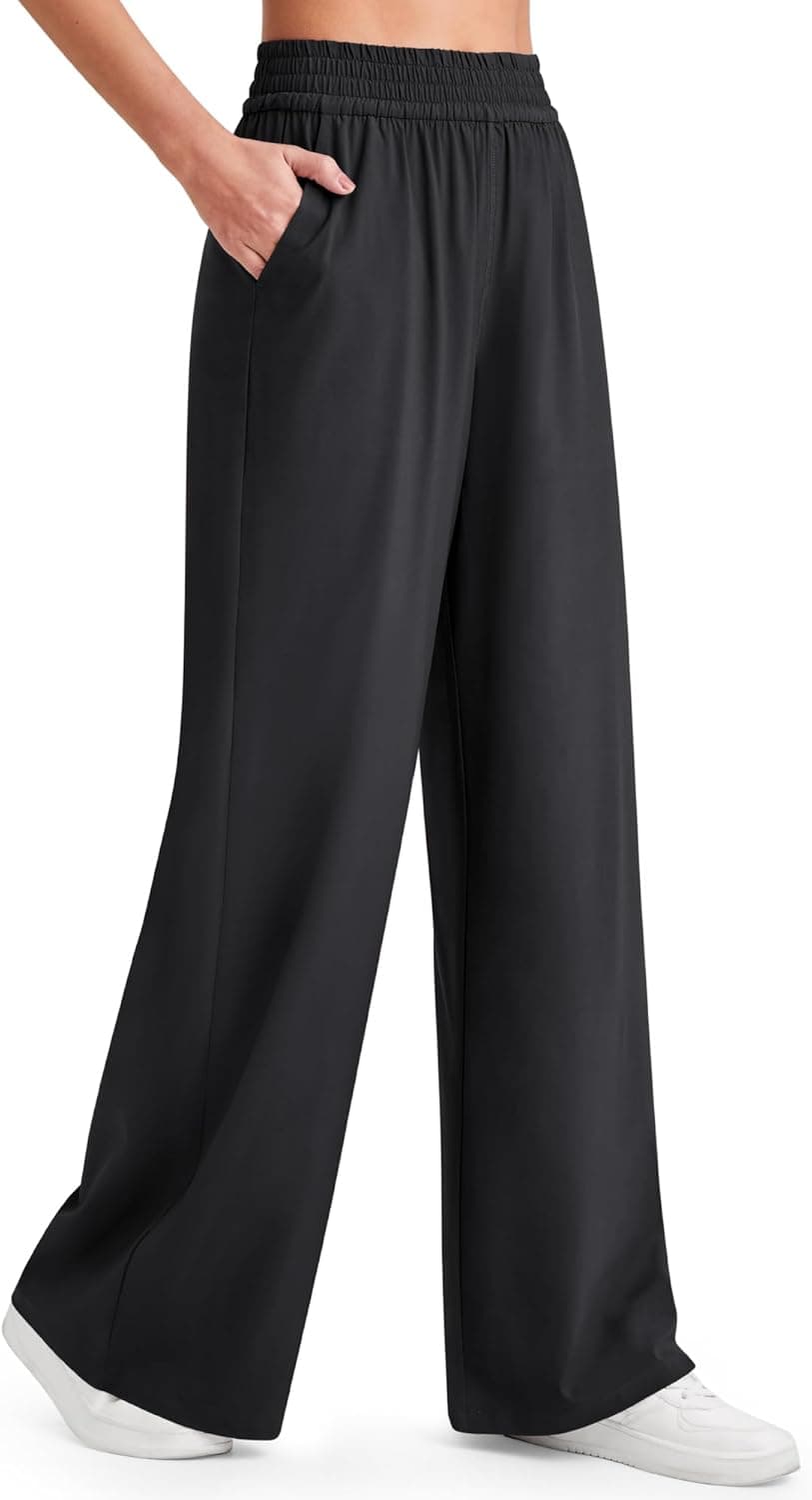 Chillwhisp Lightweight Flowy Wide Leg Pants Women Elastic Waist Palazzo Pants Summer Beach Vacation