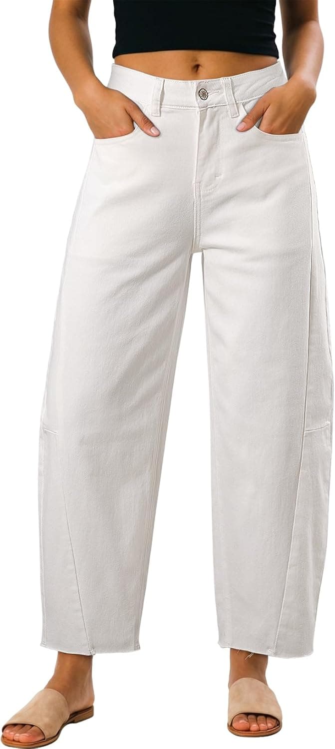 Casual Jeans for Women Loose Baggy Wide Leg Jeans Woman High Waisted Stretchy Denim Pants with Pockets