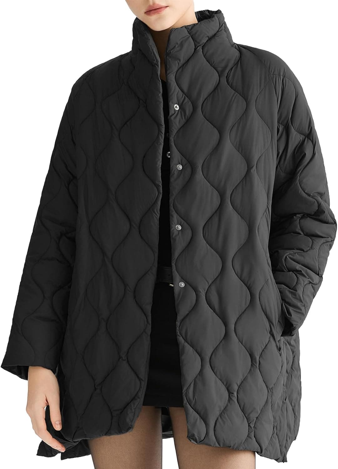 CHIIONE Womens Quilted Puffer Jacket Winter Coat Lightweight Warm Jackets Oversized Button Puffer Coat with Pockets