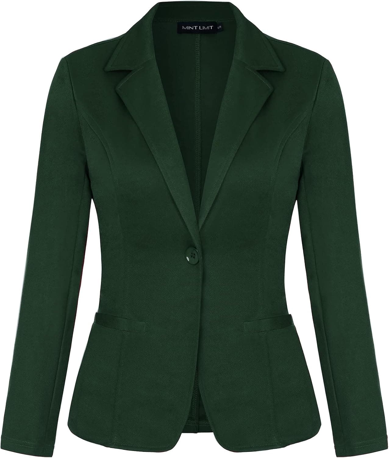 Women Long Sleeve Button Blazers Work Casual Office Notch Lapel Business Open Front Blazer Jacket with Pockets