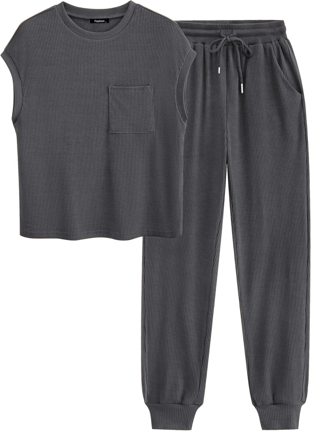 Women's Two Piece Tracksuit Outfits Summer Short Sleeve Tops Long Pants Jogger Lounge Matching Sets Sweatsuit