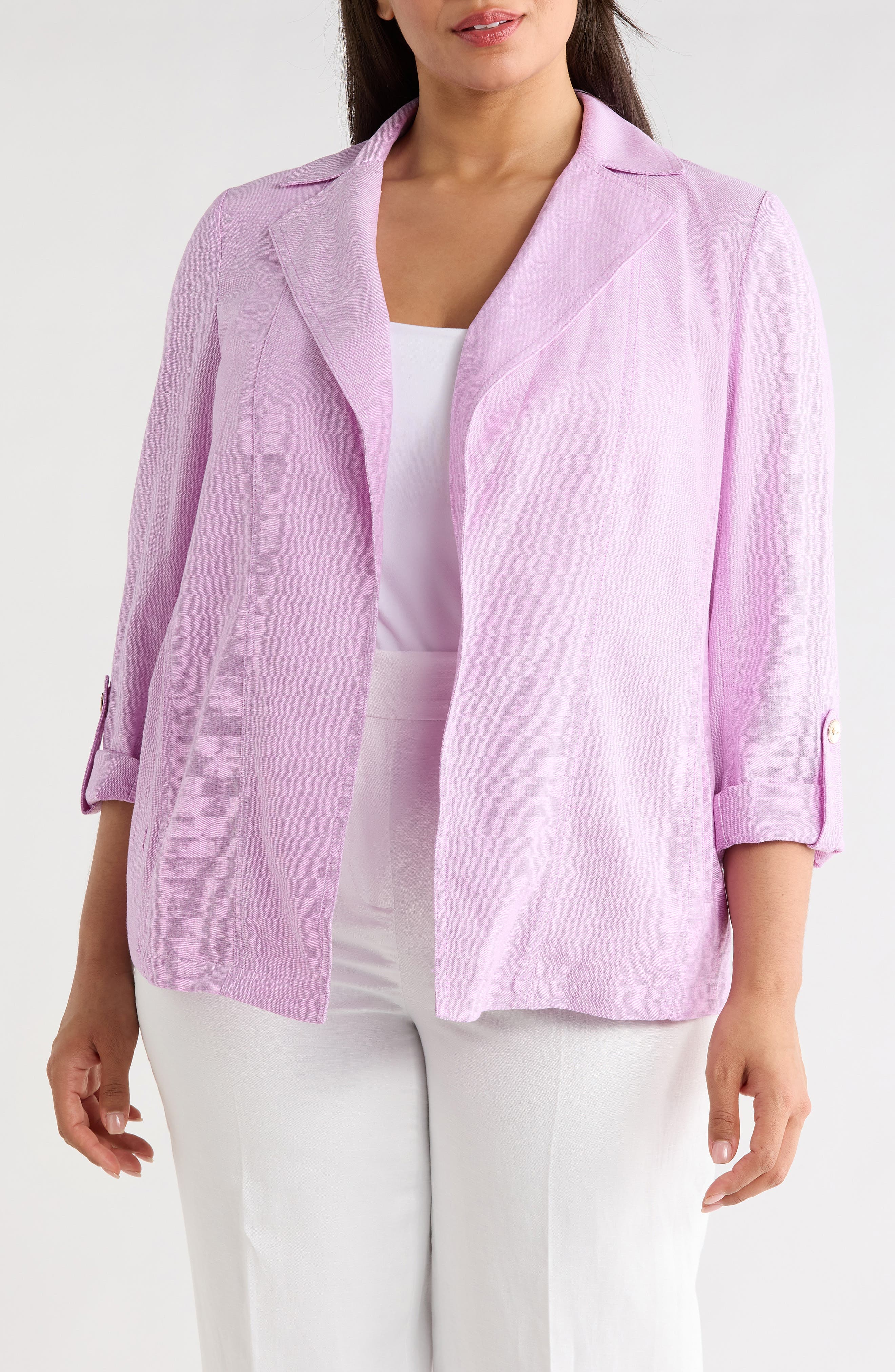 Roll-Tab Linen Blend Jacket