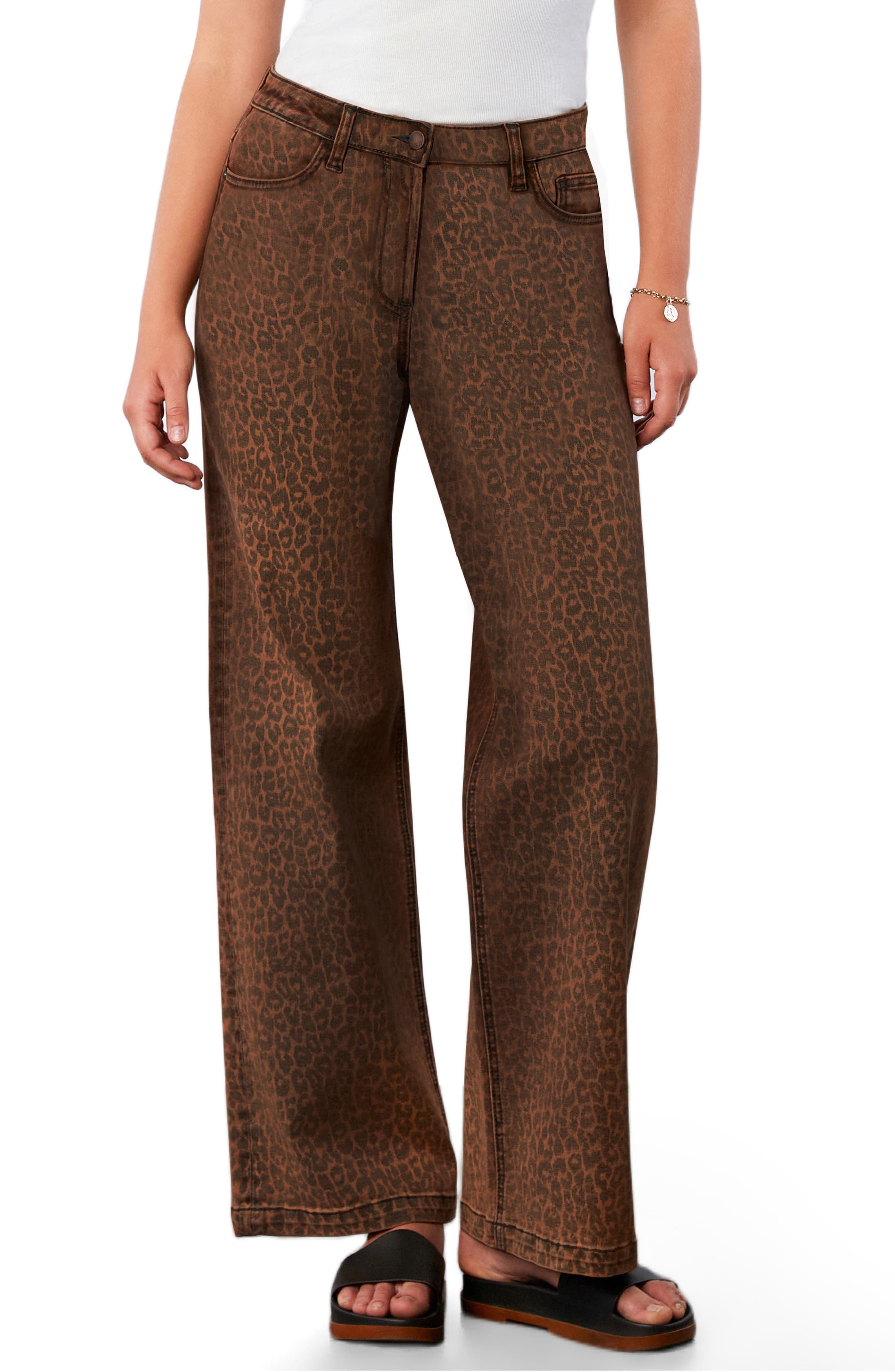 Animal Print Straight Leg Jeans