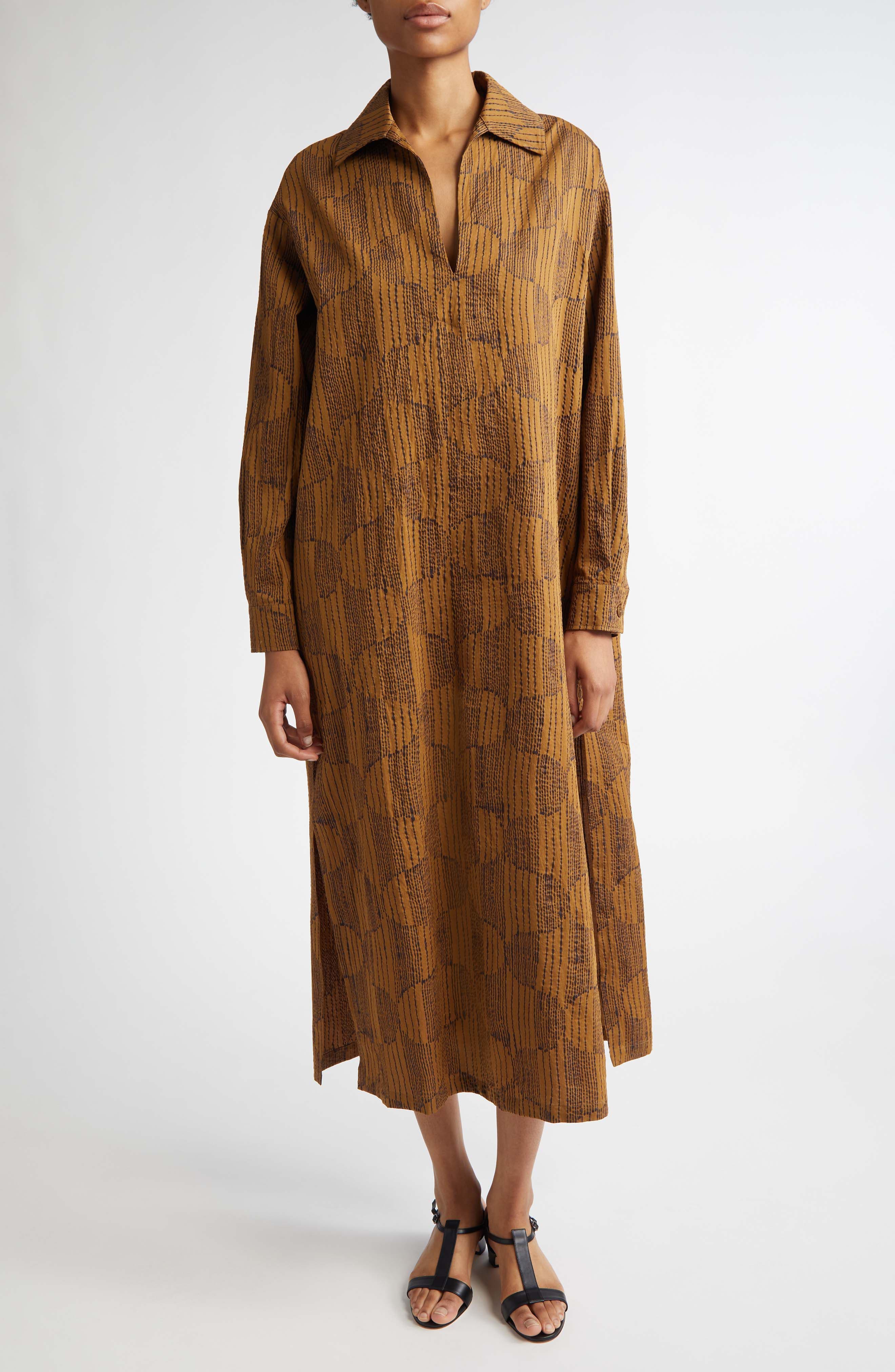 Edwige Abstract Print King Sleeve Caftan Dress