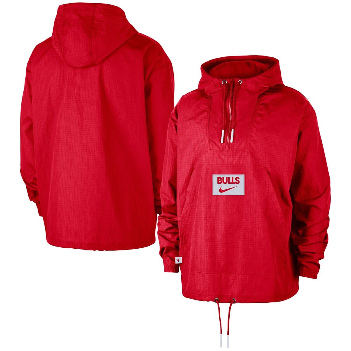 Men'sNike  Red Chicago Bulls Courtside Premium Club Anorak Quarter-Zip Hoodie Jacket