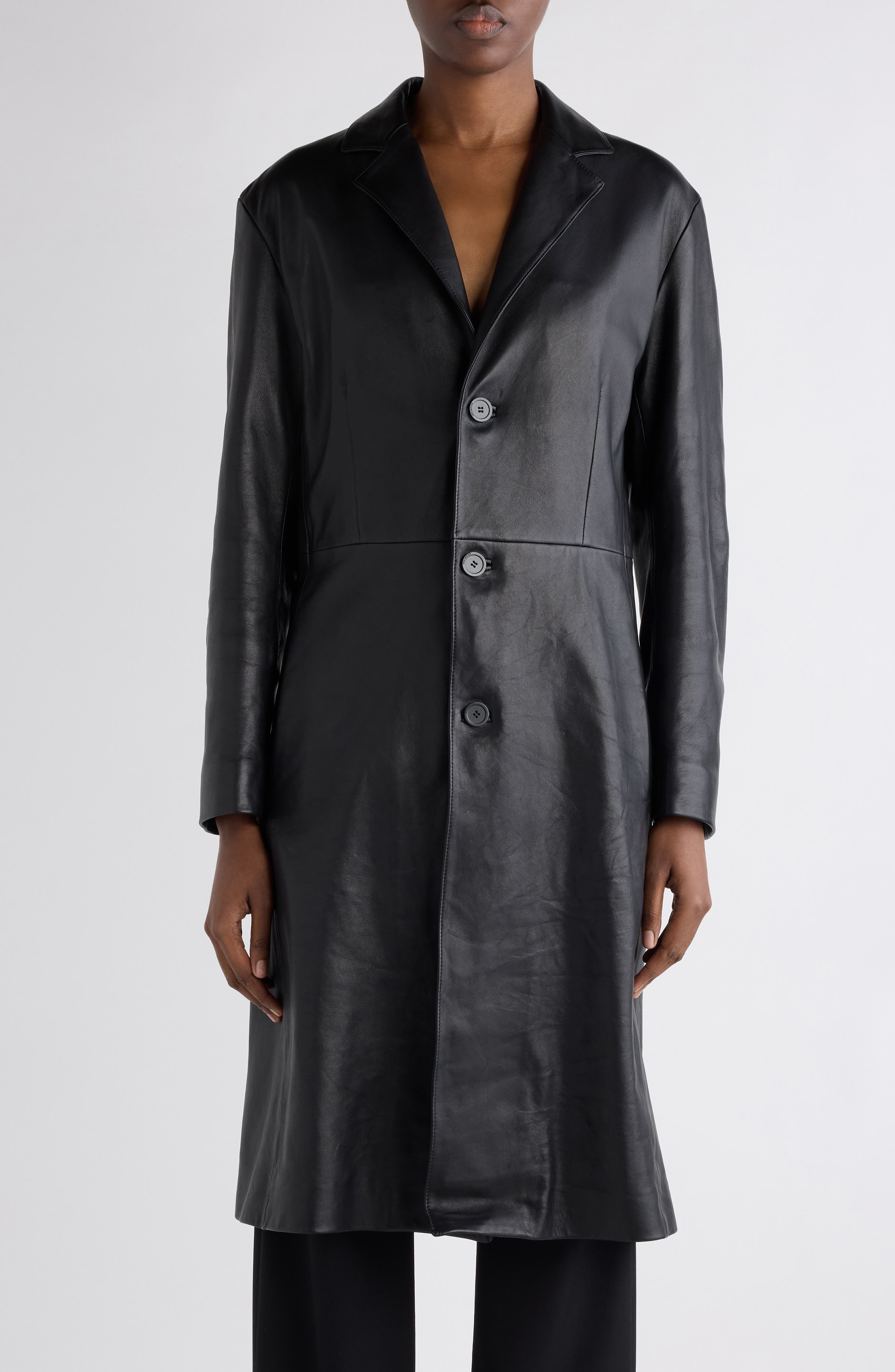 Fitted Leather Coat