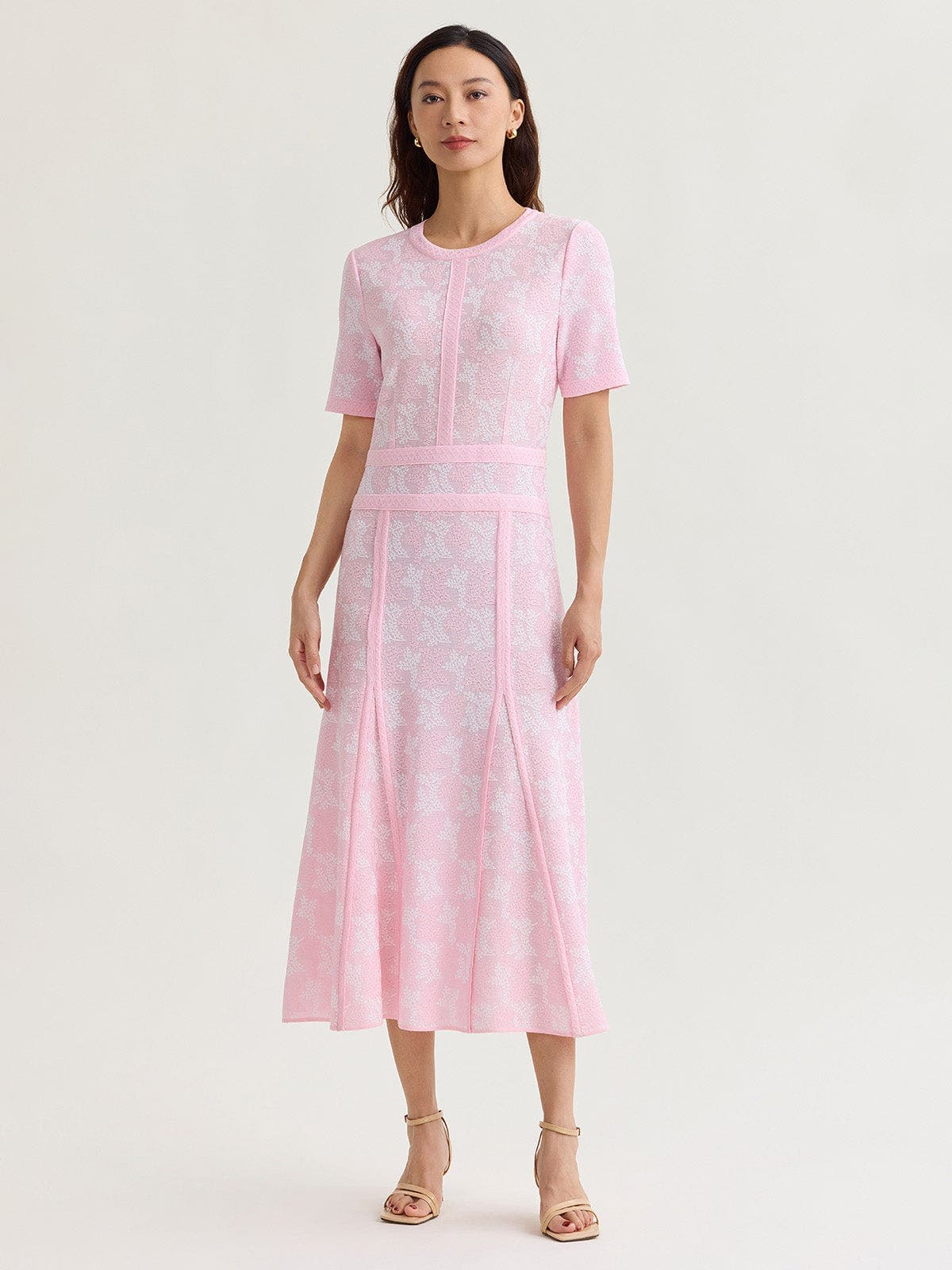 Fit & Flare Intarsia Knit Maxi Dress