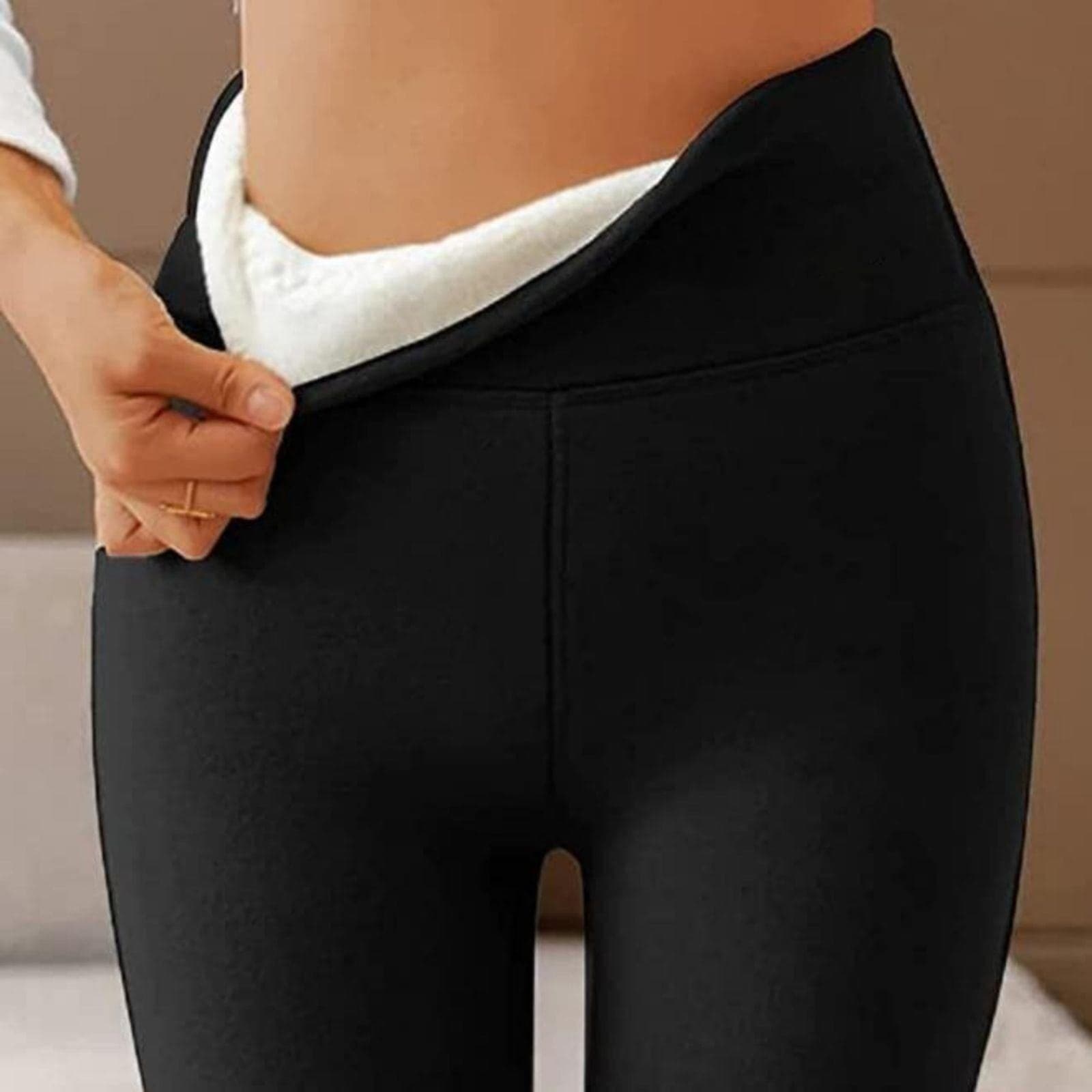 Fleece Lined Leggings Plus Thicken Outside Wear High Waisted Small Pants Warm Bottom Cotton Pants Womens Pants Thermal Leggings For Women Warm Leggings For Women Winter Black S-5XL