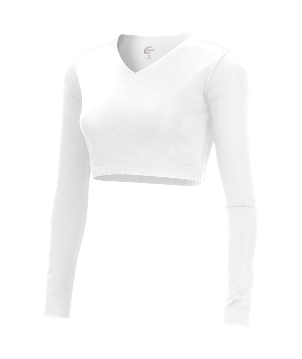 Chasse Cropped V-Neck Bodysuit 2.0 - Available in Youth and Women's Sizes (White, YS)