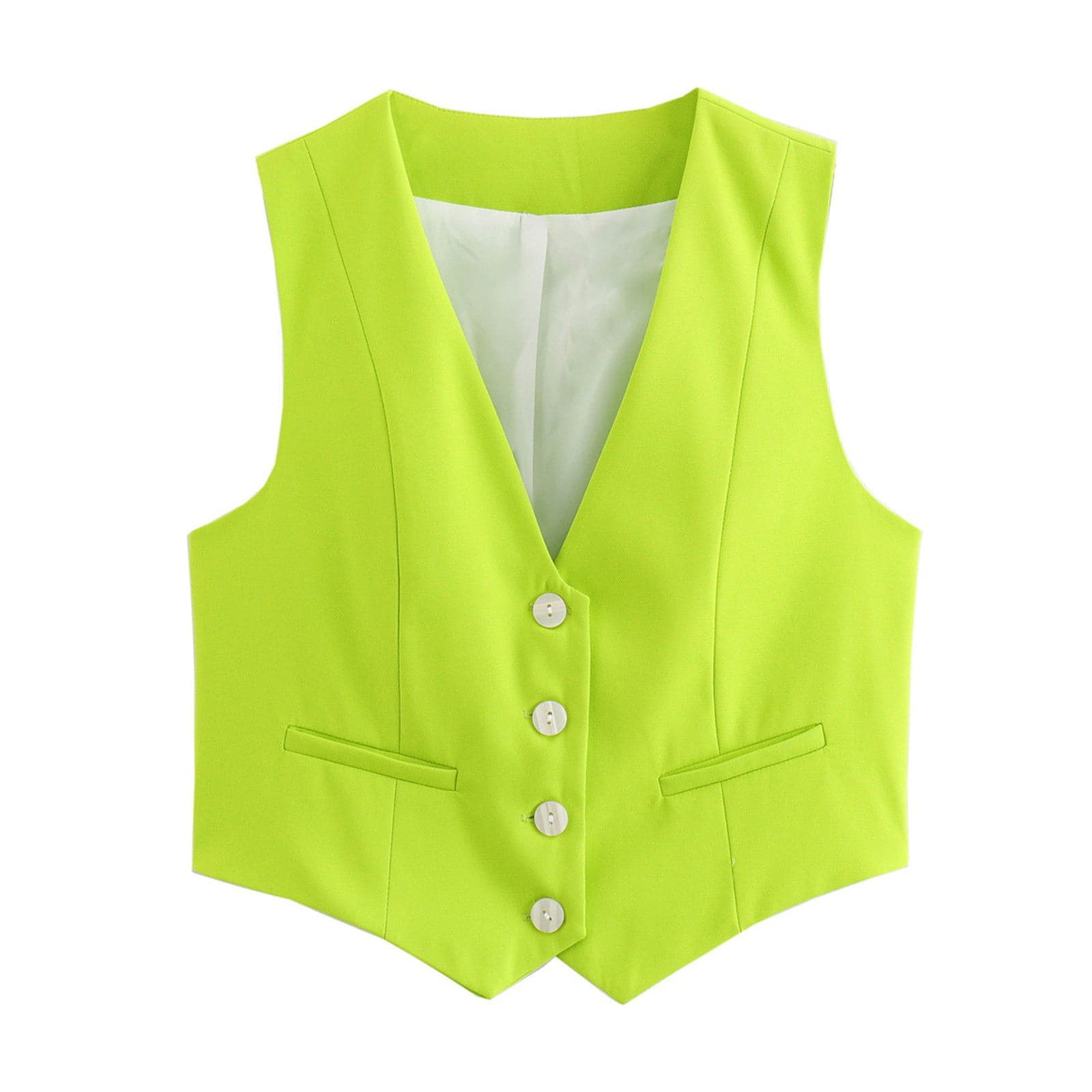Blazers for Women Suits V Neck Buttons Vest Chic Sleeveless Single Breasted Outerwearvests Female Casual Waistcoat Tops Blazers for Women Business Casual Green XS