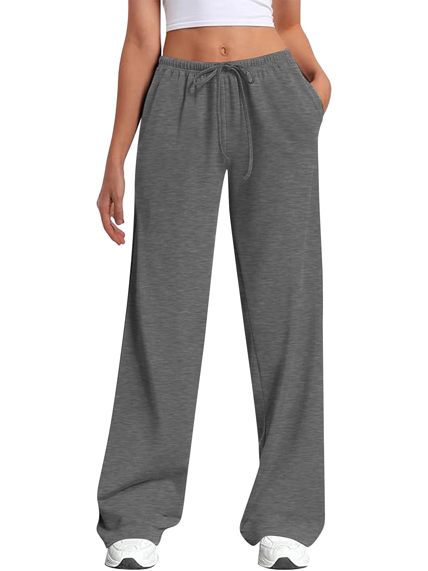 Pants for Women Low rise Sweatpants Wide Leg Sweatpants Womens Clothes Drawstring Elastic Low Waist Pants with Pockets