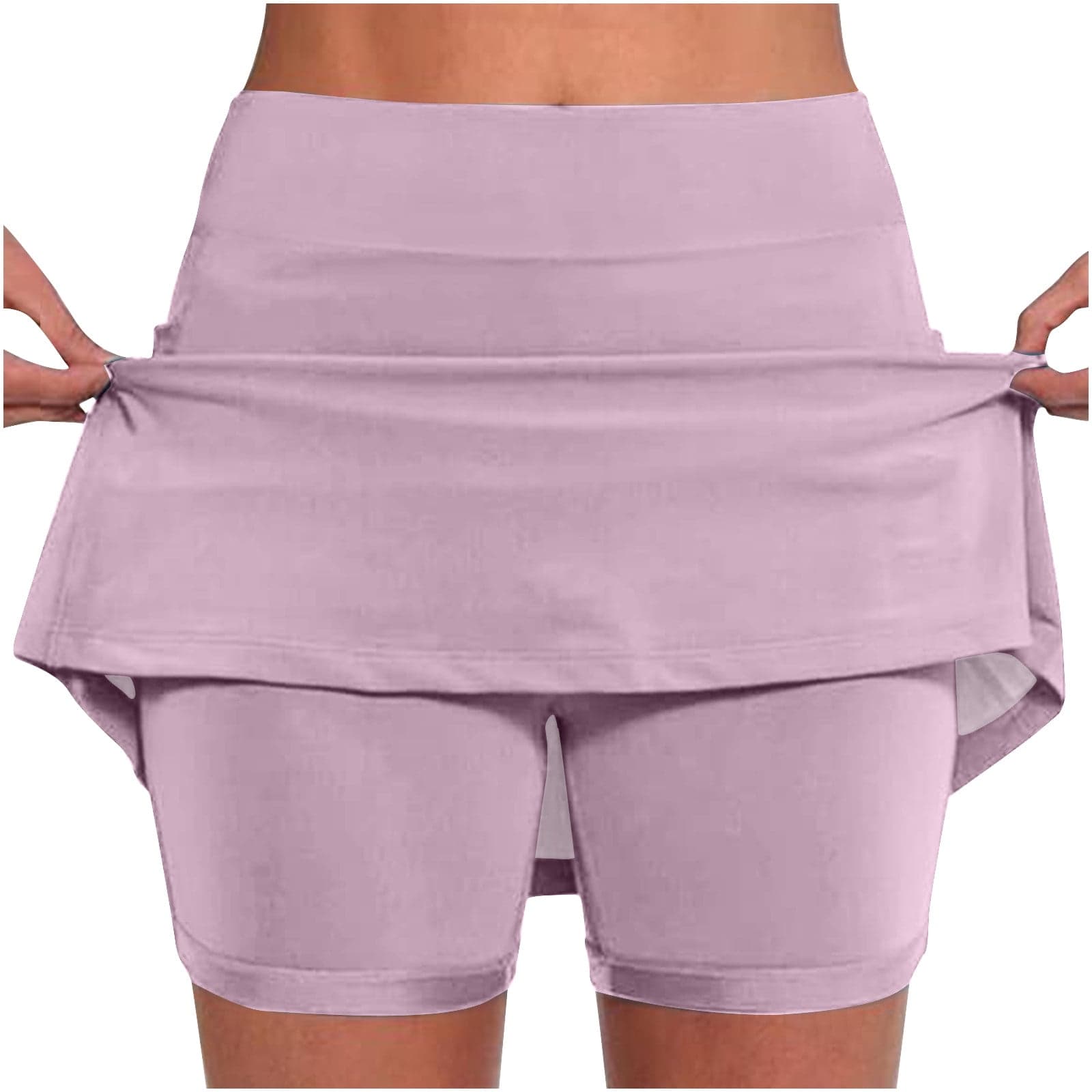 Skort for Women Mid-Waist Casual Athletic Shorts with Skirt Design in Solid Colors for Spring and Summer