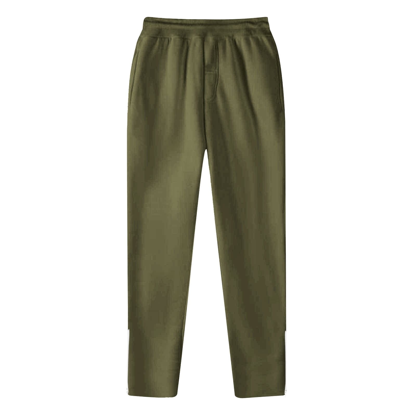 Petite Women's Joggers Pants Fleece Elastic Waisted Running Sweatpants with Pockets Solid Color Zipper Ankle Straight Leg Lounge Wear Army Green L