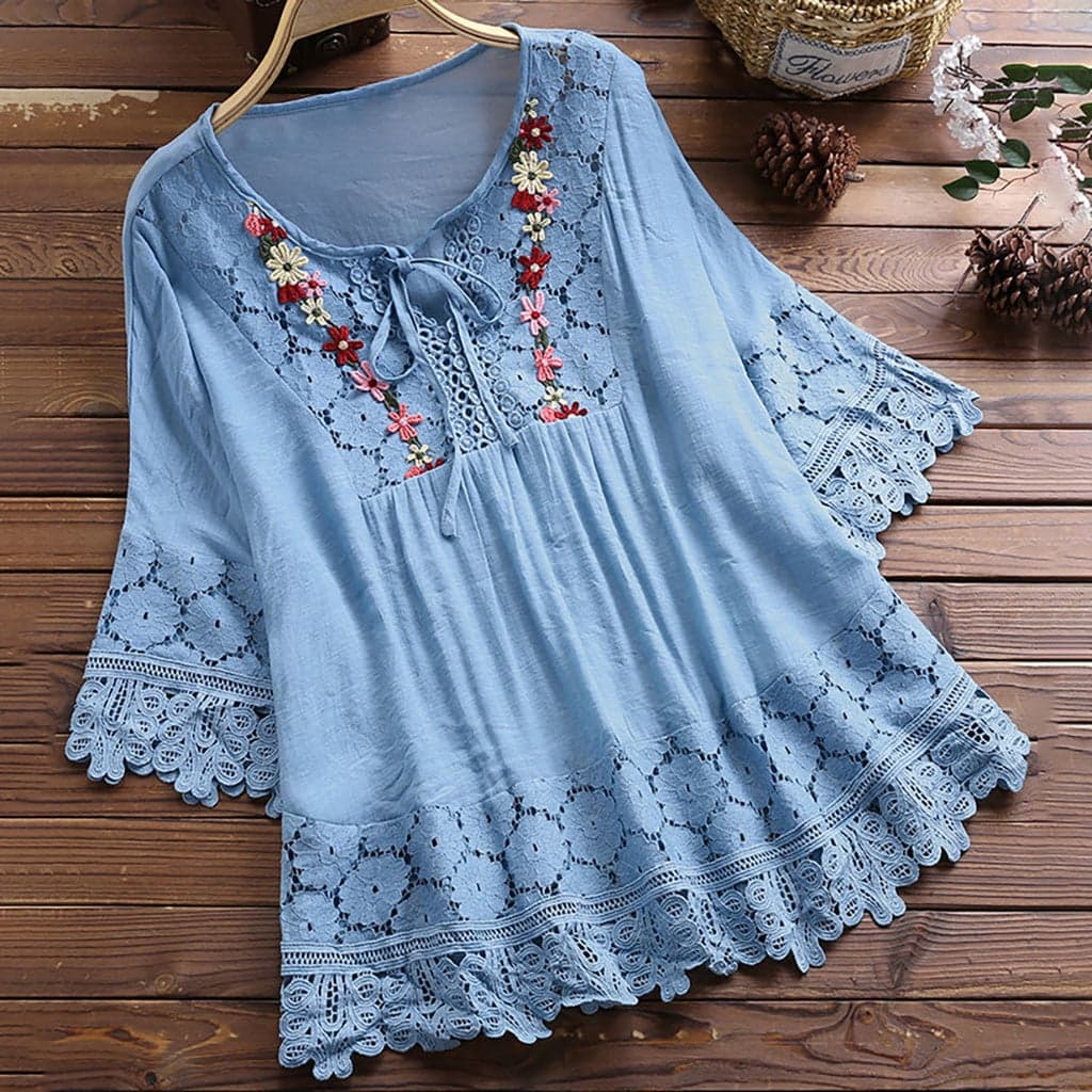 Aoujea Women's Plus Size Tops Short Sleeve Shirts Lace Pleated Tunic Causal Tee Blouses Women Tops 50% Off Clear! S-5XL