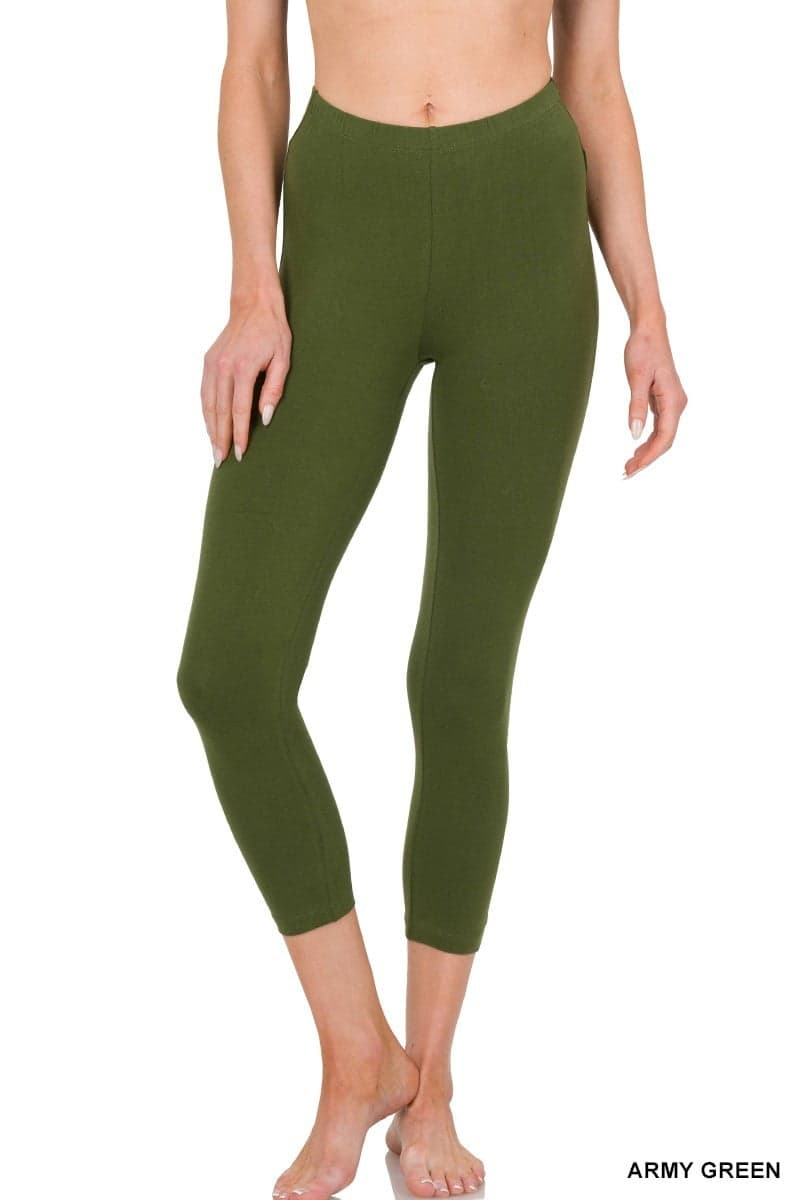 Women & Plus Premium Cotton Mid-High Waist Capri Leggings