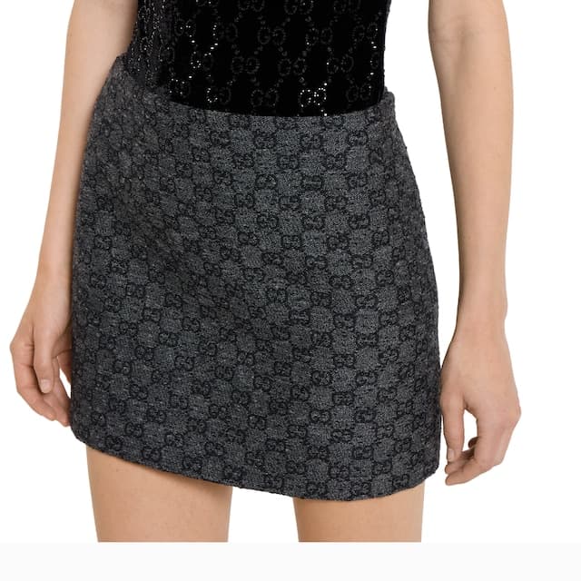 GG boutonne wool tweed skirt