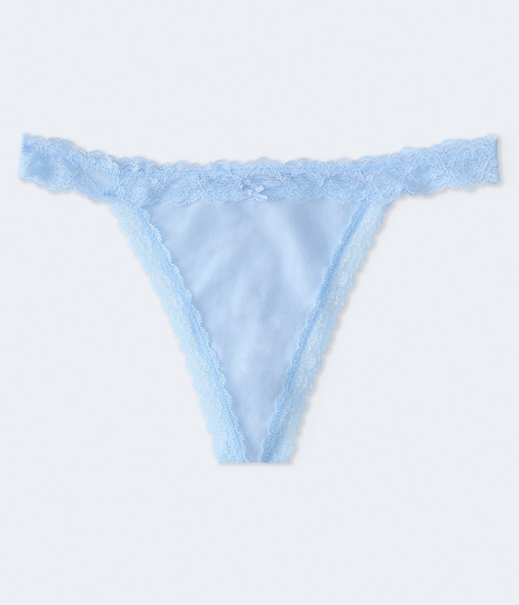 Solid Lace-Trim Thong